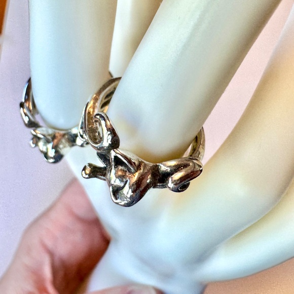 Kitty Cat Rings, Set of 2 Matching Silver, US size 7 - Picture 12 of 12